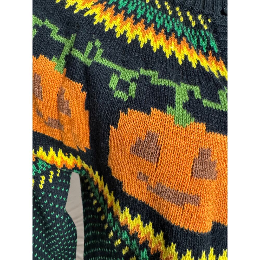 ModCloth Pumpkin Fair Isle Halloween Sweater Cardigan Pumpkin Sweater Medium - Picture 7 of 16
